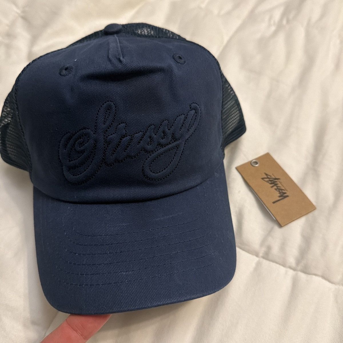 Stussy Stussy waxed canvas trucker hat dyed navy Size ONE SIZE - 2 Thumbnail