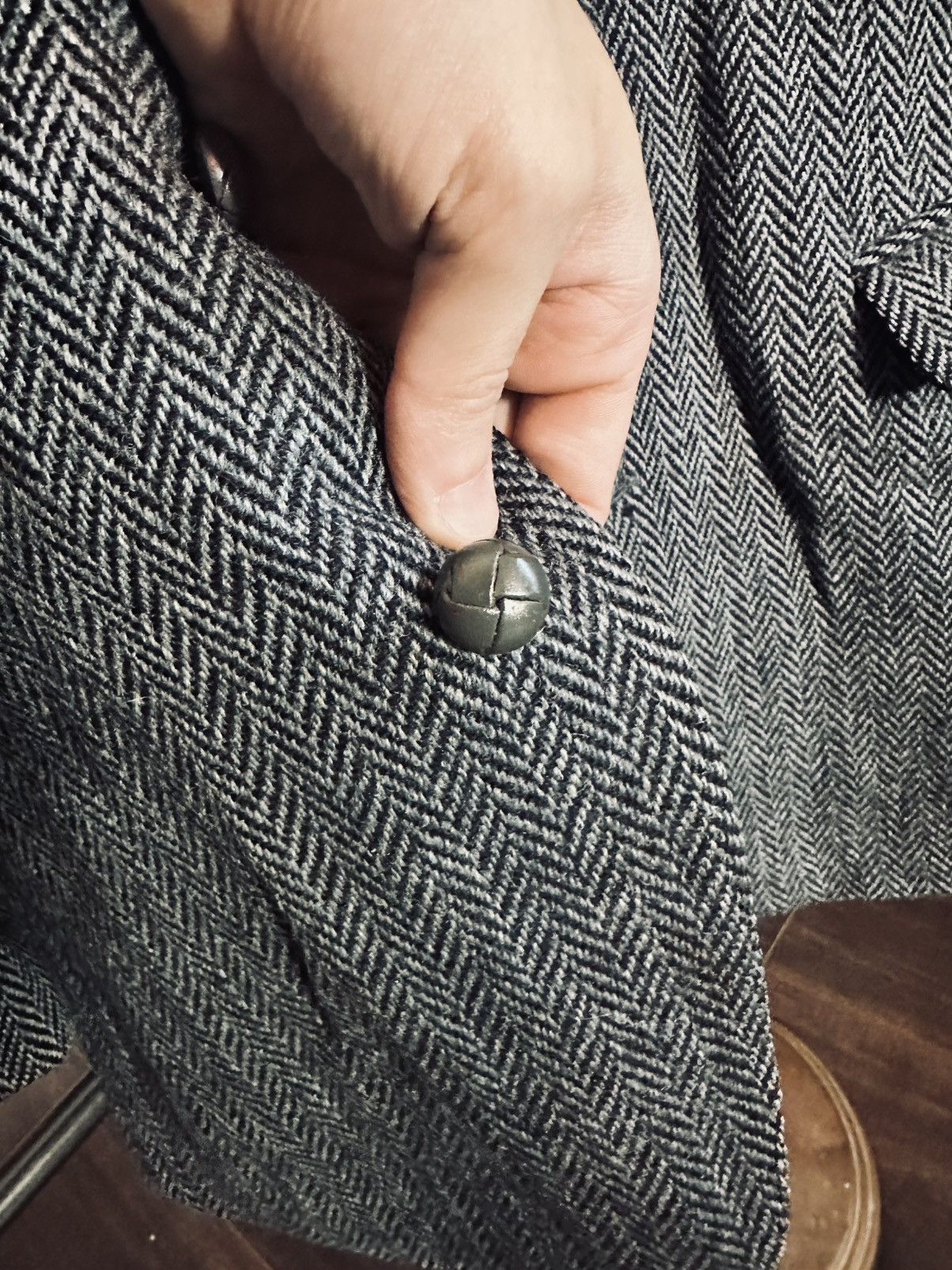 Harris Tweed Vintage gray herringbone Harrods wool jacket tweed Size 38R - 4 Thumbnail