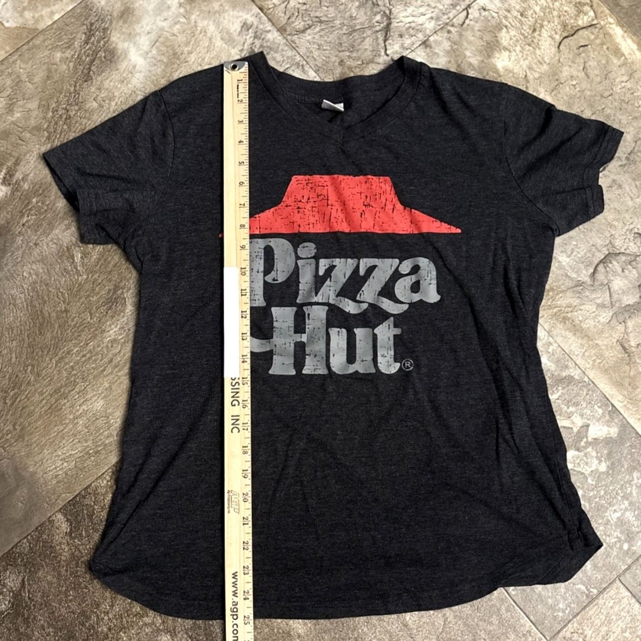 Vintage Pizza Hut Womens T-Shirt Sz L Gray V-Neck Short Sleeve Casual Restaurant 2303 Size L / US 10 / IT 46 - 4 Thumbnail