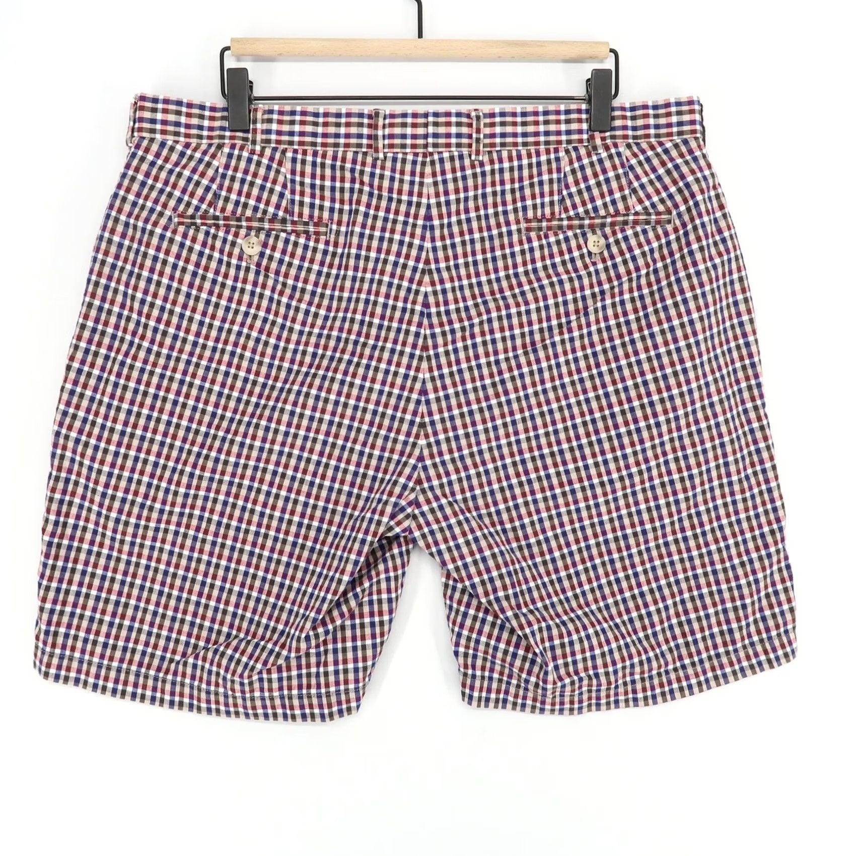 Peter Millar Peter Millar Shorts Mens 38 Red Blue Check Plaid Classic Fit Golf Casual Cotton - Preppy Style Size US 38 / EU 54 - 3 Thumbnail