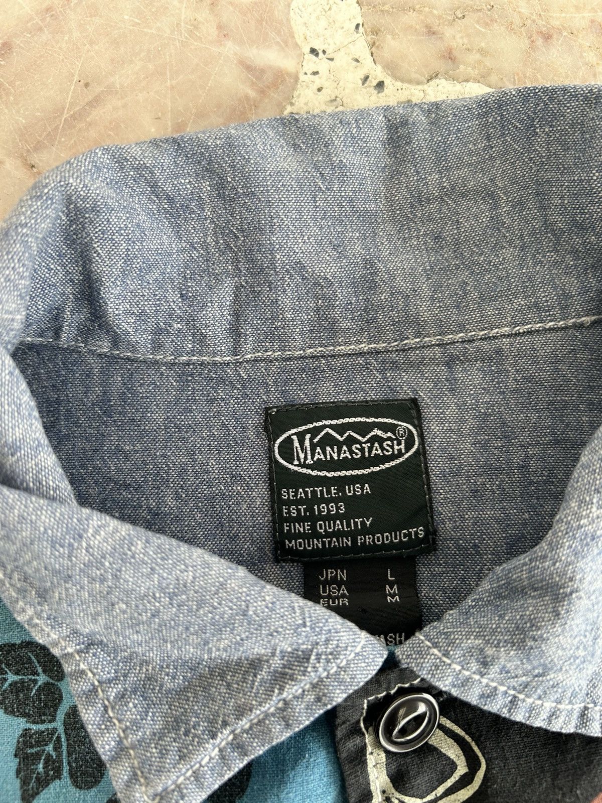 Manastash Chenga Tribe Overprint Cannabis Hemp Button Up Shirt Size US M / EU 48-50 / 2 - 6 Thumbnail