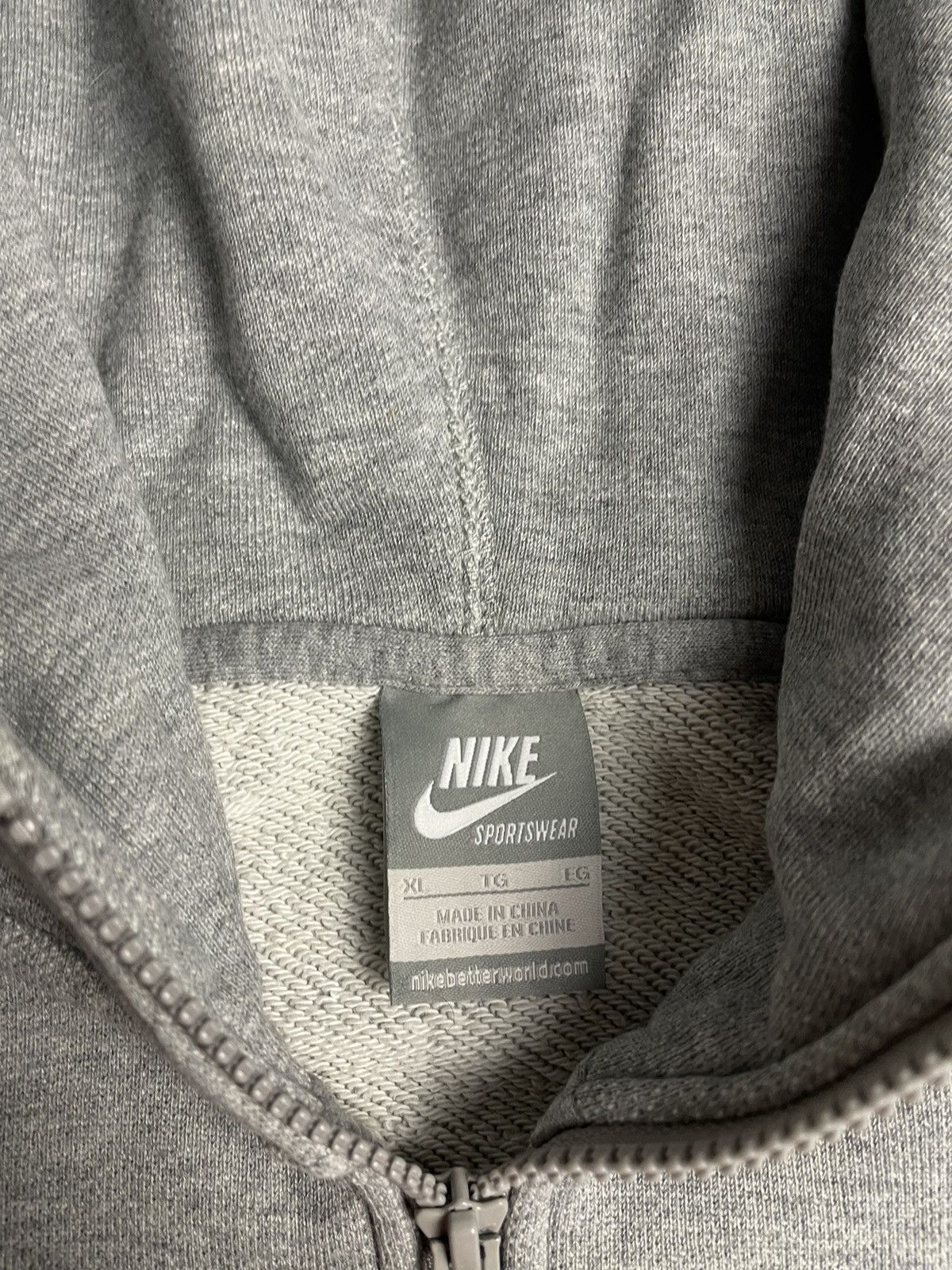 Nike × Vintage Vintage 90’s Nike Full Zip Basic Gray Hoodie Size US M / EU 48-50 / 2 - 11 Thumbnail