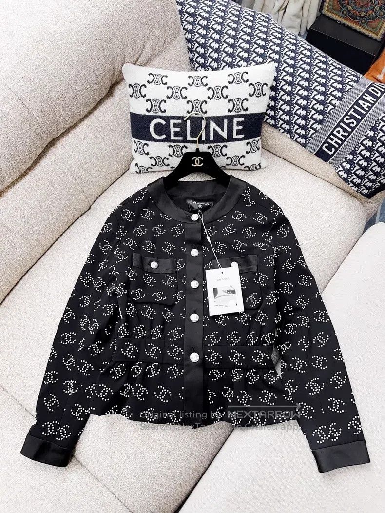 Chanel Chanel 23C black heavy industry white studs full of logo s Size XS / US 0-2 / IT 36-38 - 2 Thumbnail