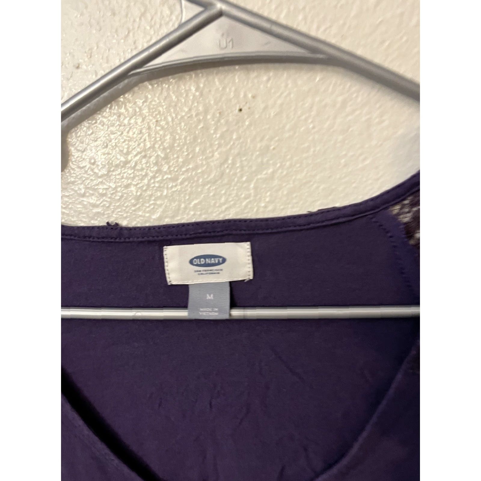 Old Navy Old Navy Purple Lace Shoulder Top Womens Medium Long Sleeve Blouse Size M / US 6-8 / IT 42-44 - 3 Thumbnail