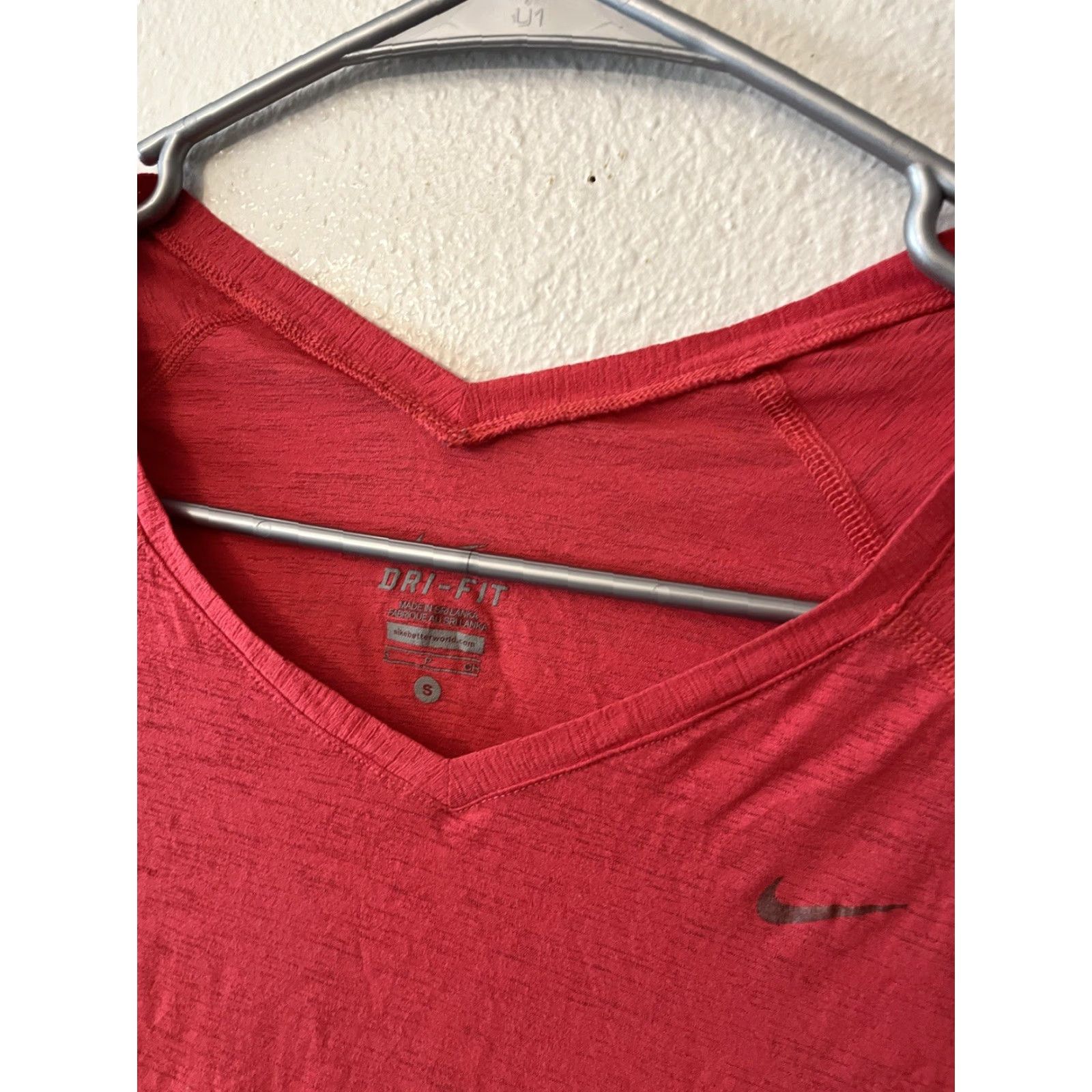 Nike Nike Dri-Fit T-Shirt Women Pink Short Sleeve V-Neck Athletic Size S Logo - Size S / US 4 / IT 40 - 3 Thumbnail