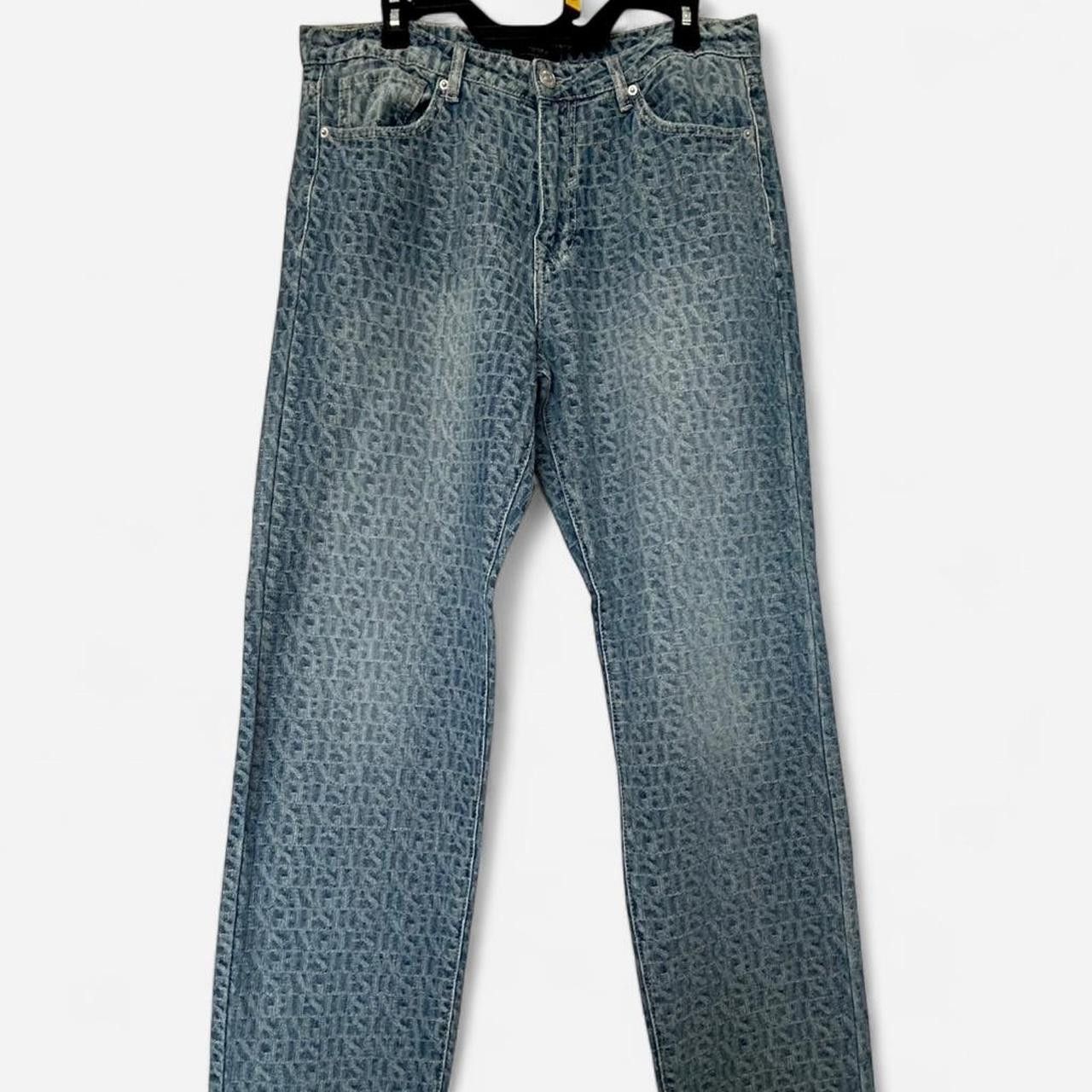 Forever 21 Forever 21 Word Print Slim Straight Jeans Size US 34 / EU 50 - 2 Thumbnail