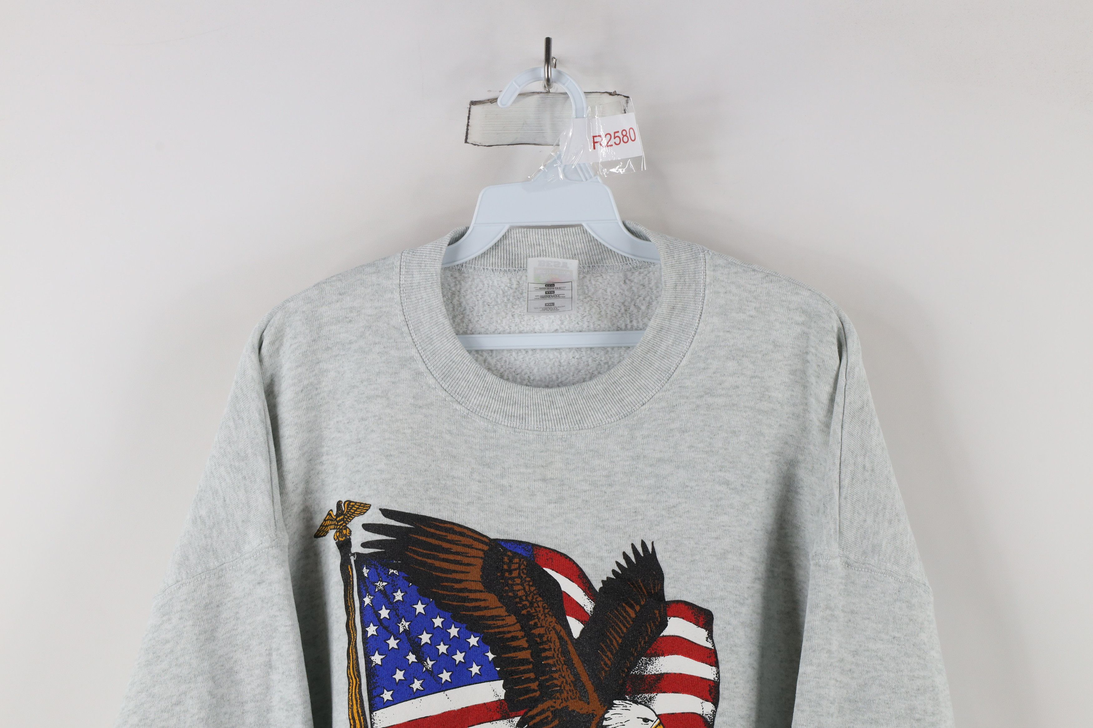 Vintage Vintage 90s Streetwear Flag Eagle Freedom Forever Sweatshirt Size US XXL / EU 58 / 5 - 2 Thumbnail