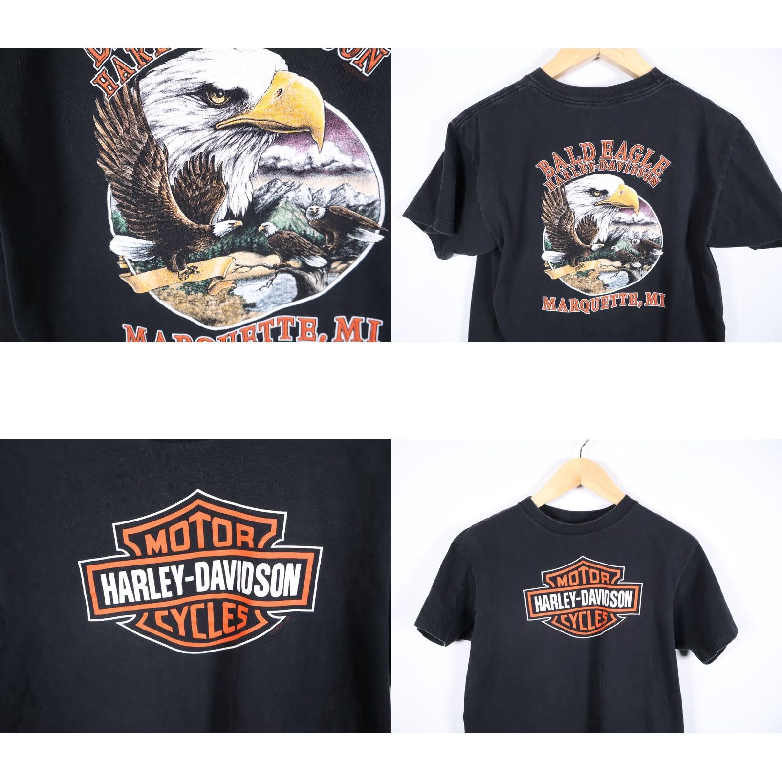 Harley Davidson VINTAGE Harley-Davidson T-Shirt Men's Large Black Bald Eagle Logo 1999 Graphic Print Short Sleeve Crew Neck Size US M / EU 48-50 / 2 - 8 Thumbnail