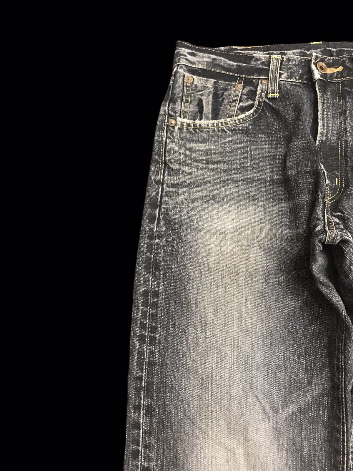 Edwin 💥90s Style💥Vtg EDWIN RAW FADE BLCK WASH Selvedge Denim F52 Size US 29 - 5 Thumbnail