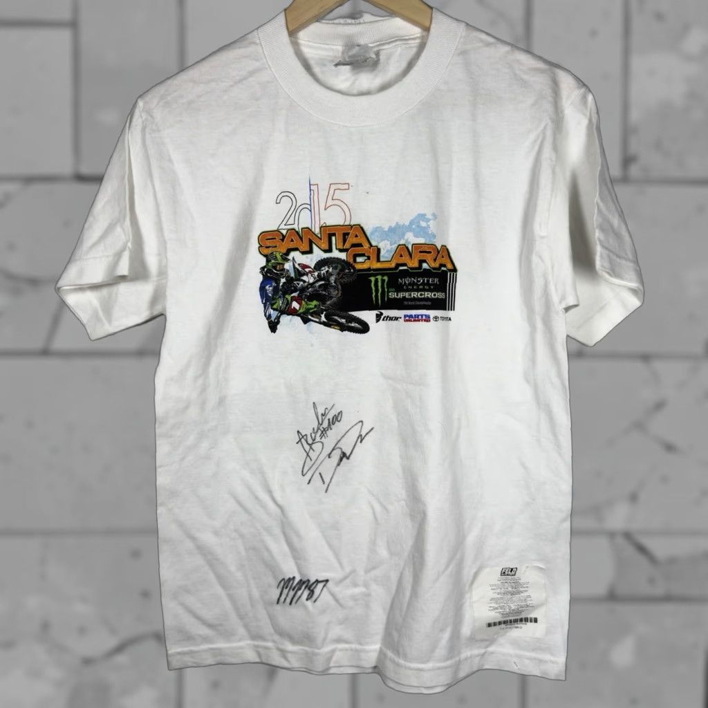 Vintage VINTAGE AUTOGRAPHED 2015 Santa Clara Motorbike White Graphic Tee Mens Size S Size US S / EU 44-46 / 1 - 1 Thumbnail