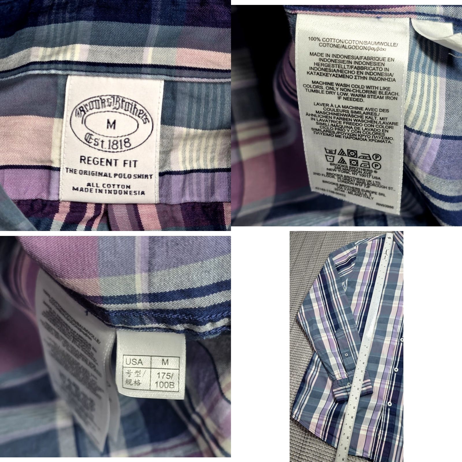 Brooks Brothers Brooks Brothers Button-Up Regent Shirt M Multicolor Plaid Long Sleeve OCBD, Regular Fit, Cotton, Supima, Logo, Embroidered, Button-Down Collar, Mens Size US M / EU 48-50 / 2 - 8 Thumbnail