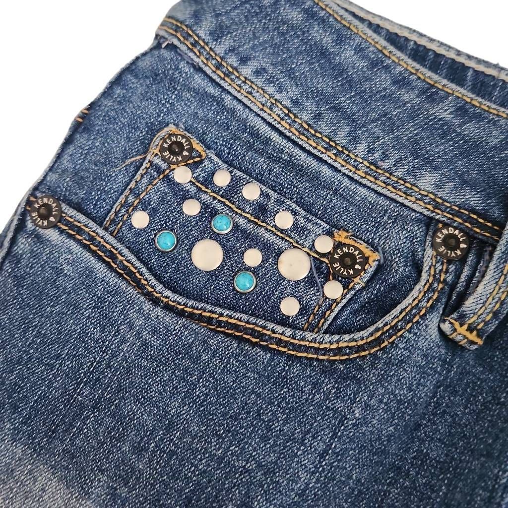 Kendall And Kylie Kendall & Kylie Women's Size 9 Blue Silver Turquoise Studded Size 30" / US 8 / IT 44 - 4 Thumbnail