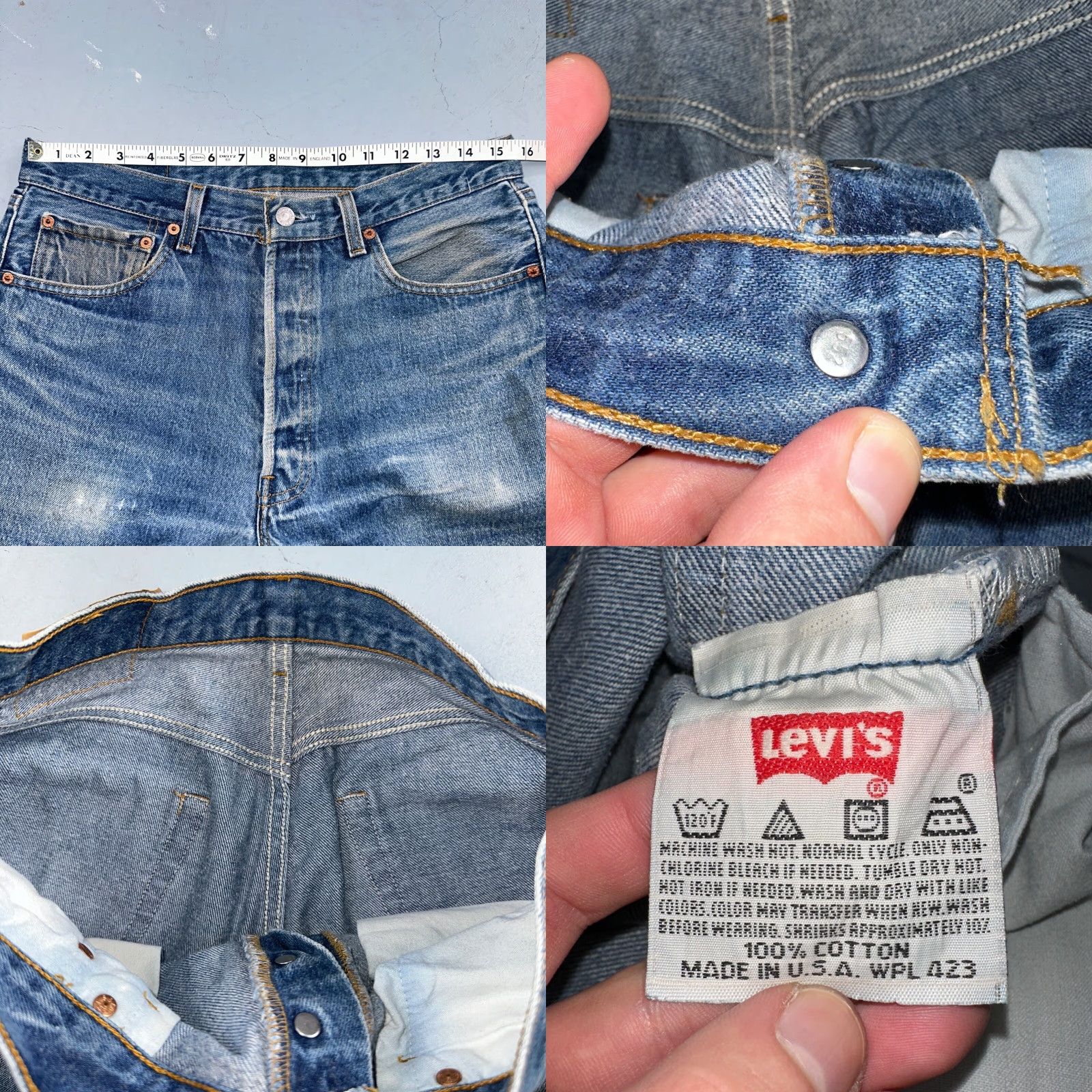 Levi's VINTAGE Levi's 501 Jeans Men Medium Wash 90s USA Straight Leg Cotton Denim 34x34 Size US 34 / EU 50 - 8 Thumbnail