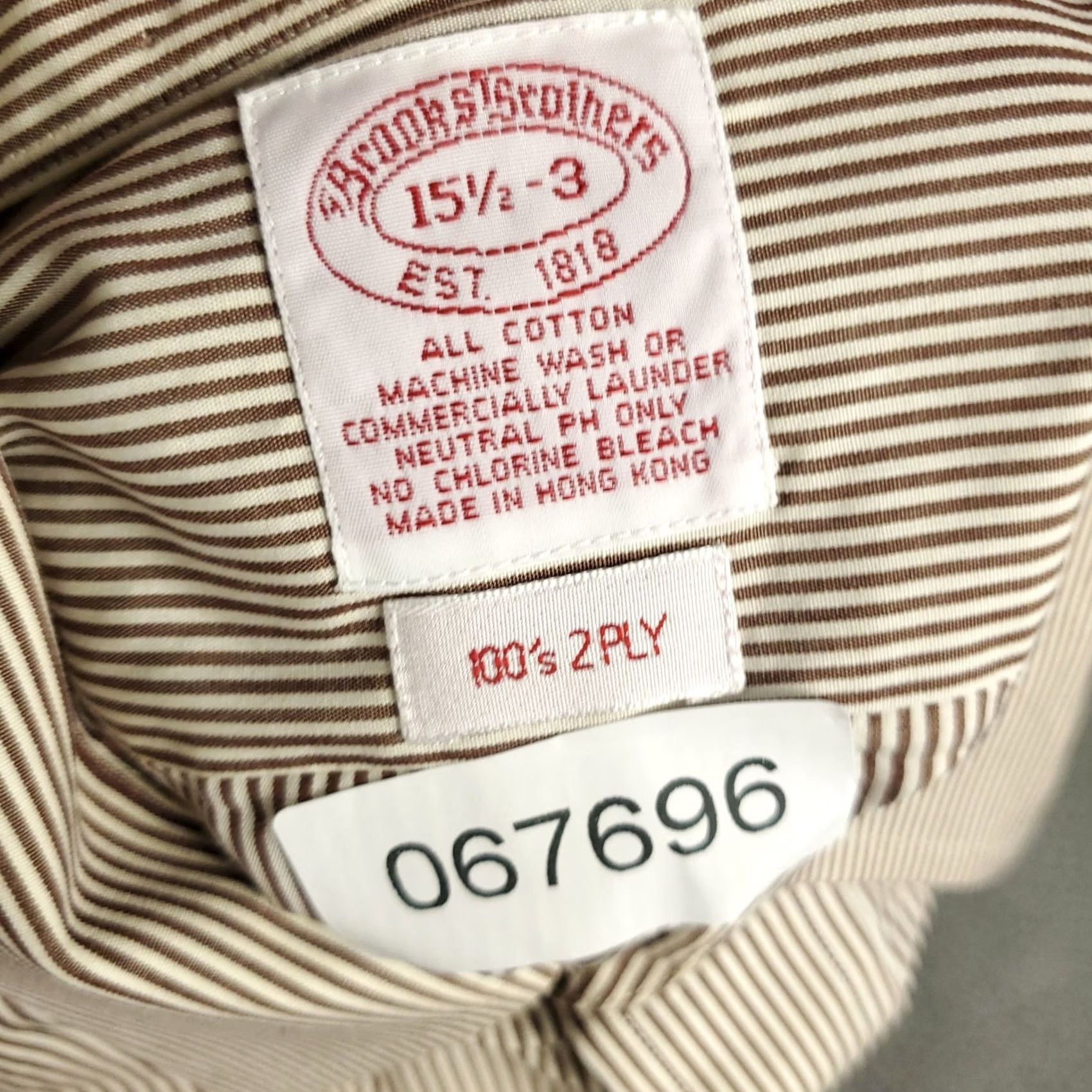 Brooks Brothers Brooks Brothers Shirt Mens 15.5 Brown Striped Dress Button Up Long Sleeve Size 42R - 8 Thumbnail