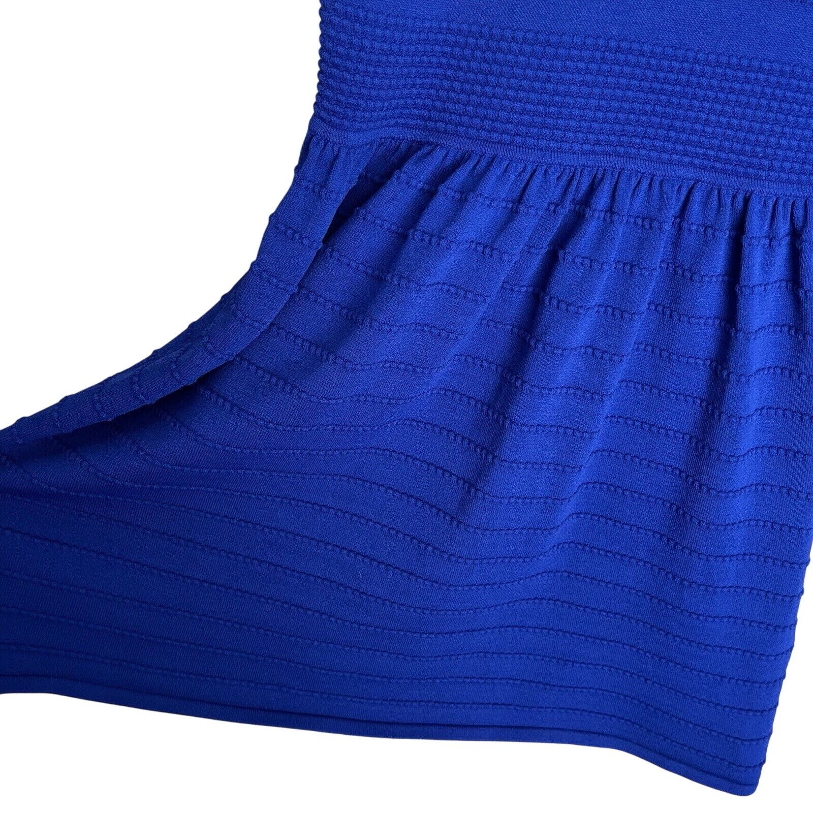 Nordstrom Eliza J | Royal Blue Fit & Flare Sweater Midi Dress Textured Size M / US 6-8 / IT 42-44 - 7 Thumbnail