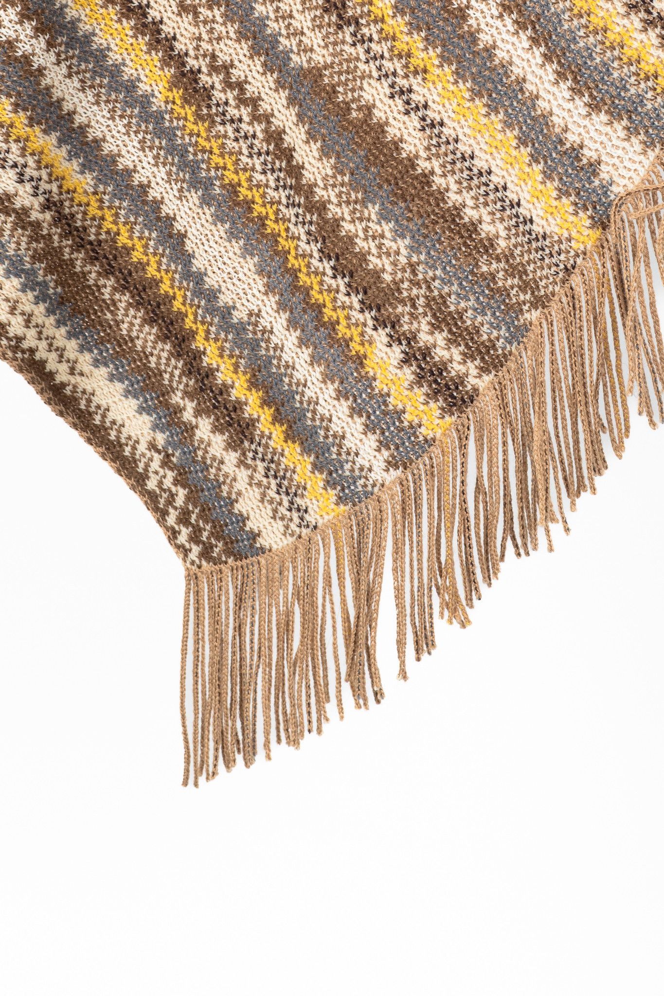 Missoni Missoni Brown & Yellow Wool-Blend Striped Knit Fringe Poncho Size ONE SIZE - 7 Thumbnail