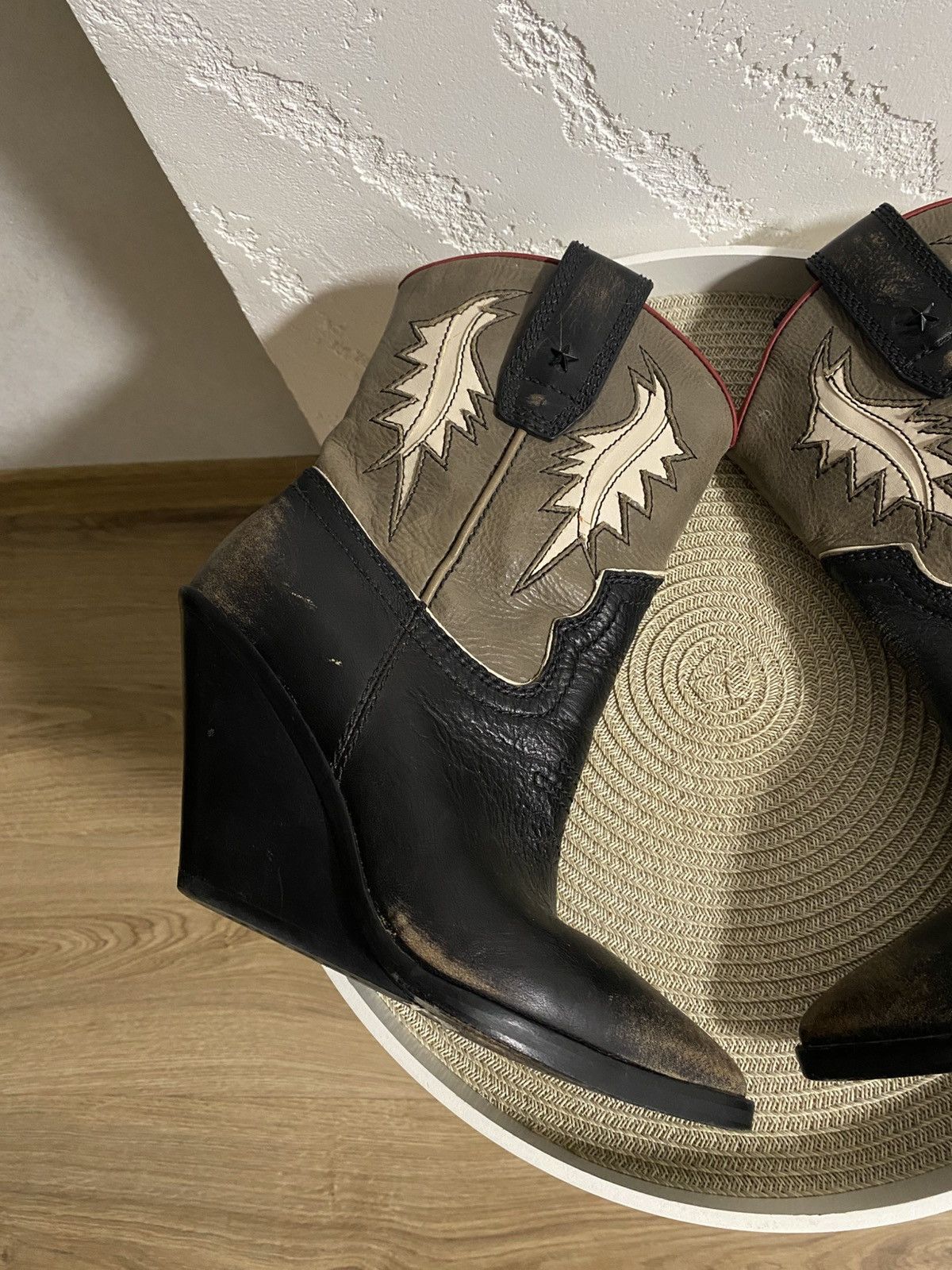 Diesel Rare Diesel Western Boots Leather Wedge Heel Size: 37 Size US 7 / IT 37 - 2 Thumbnail
