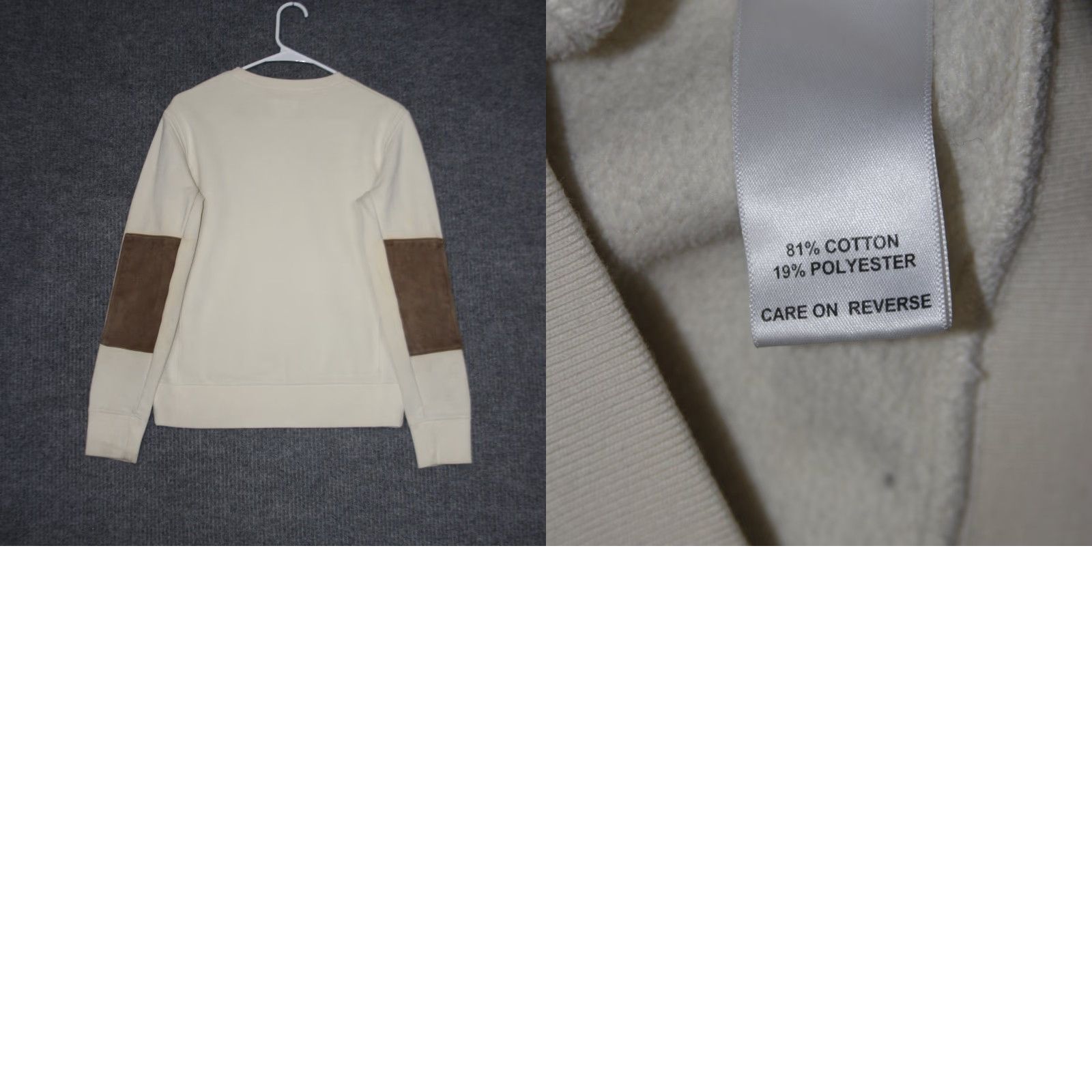 Billy Reid VINTAGE Billy Reid Sweatshirt Mens XS Cream Crewneck Suede Elbow Patches Ivory Cotton Size US XS / EU 42 / 0 - 8 Thumbnail