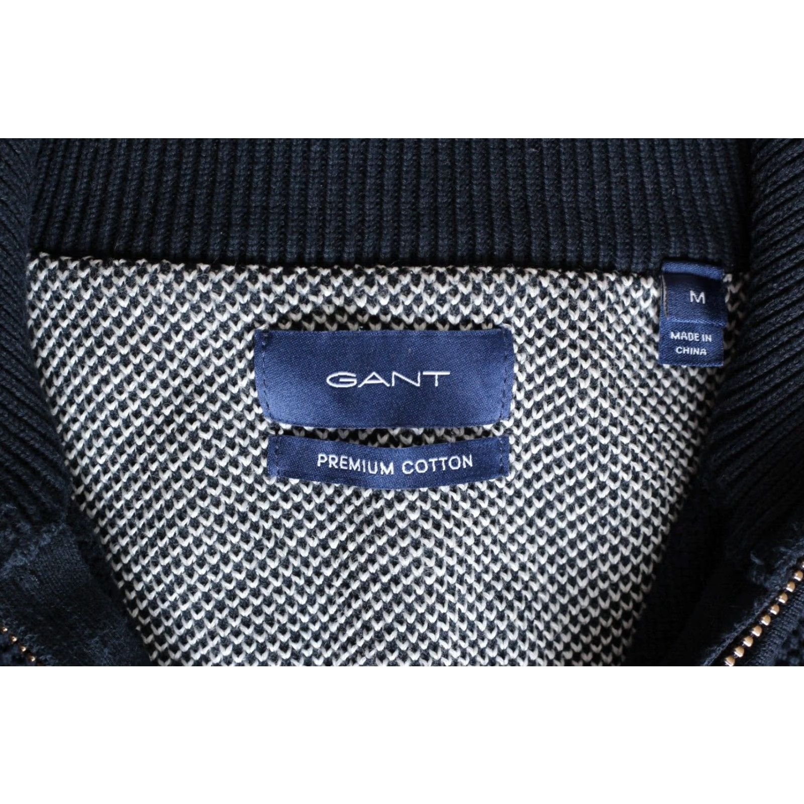 Gant GANT Jumper Sweater Men M Full Zip Knit Premium Cotton Blue VR2292 Size US M / EU 48-50 / 2 - 6 Thumbnail