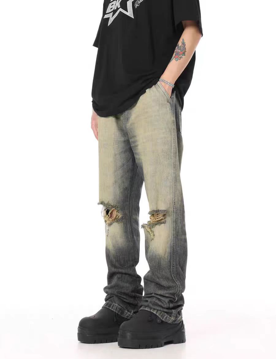 Japanese Brand × Jean Vintage washed ripped hip hop straight leg jeans Size US 32 / EU 48 - 5 Thumbnail