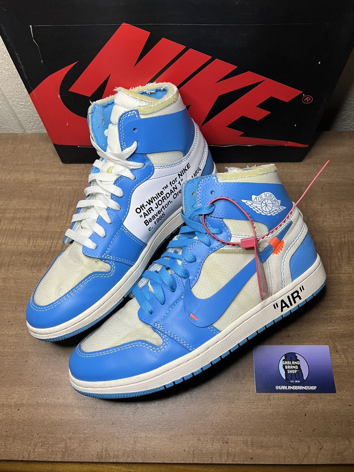 Virgil Abloh, Virgil Abloh Signed and Designed Nike Air Jordan 1 x  OFF-WHITE Retro High OG 'UNC', Size 8.5