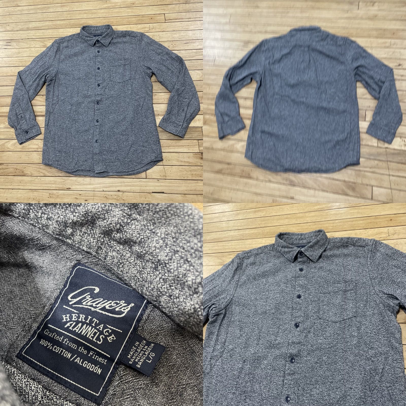 Grayers VINTAGE Grayers Heritage Flannel Shirt Men L Gray Knit Monochrome Streetwear Old Money Size US L / EU 52-54 / 3 - 9 Thumbnail