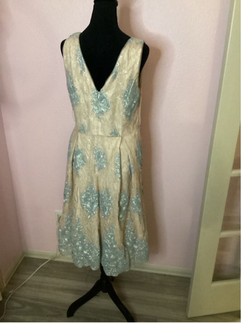 Adrianna Papell Women's Adrianna Papell Dress, Light Blue/Nude, Size 12 Size XL / US 12-14 / IT 48-50 - 5 Thumbnail
