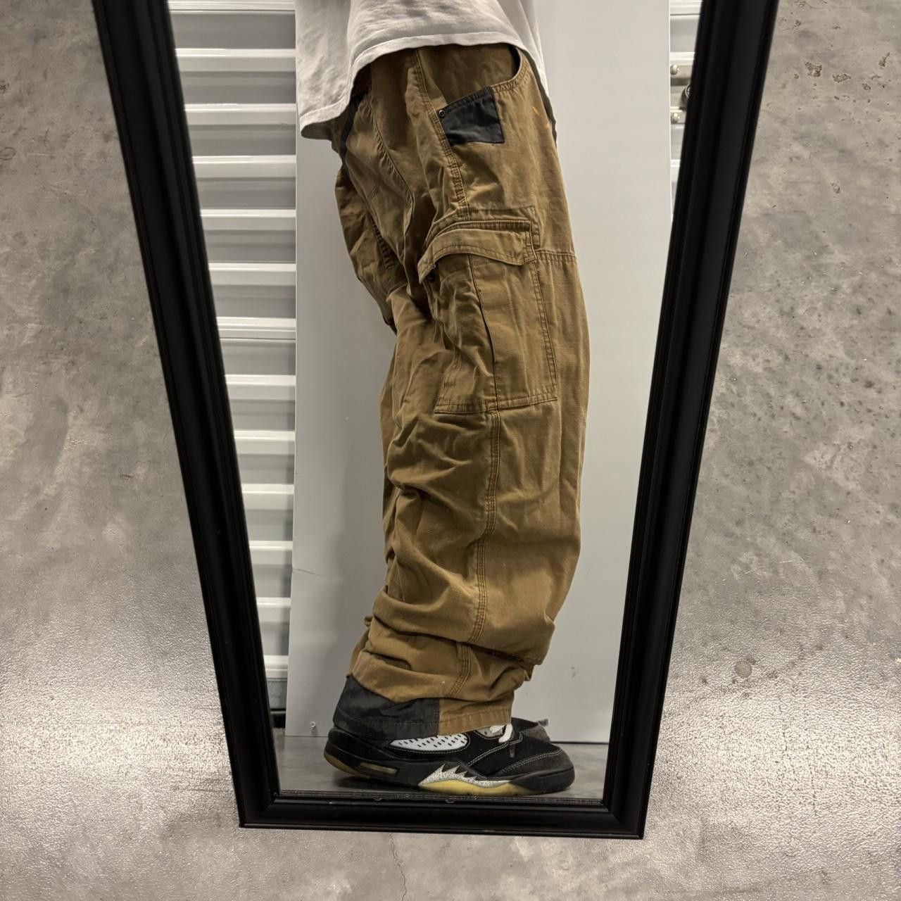 Japanese Brand × Vintage Crazy Vintage Y2K/2000s Baggy Khaki Tan Workwear Skater Style Cargo Pants! Size US 42 / EU 58 - 2 Thumbnail
