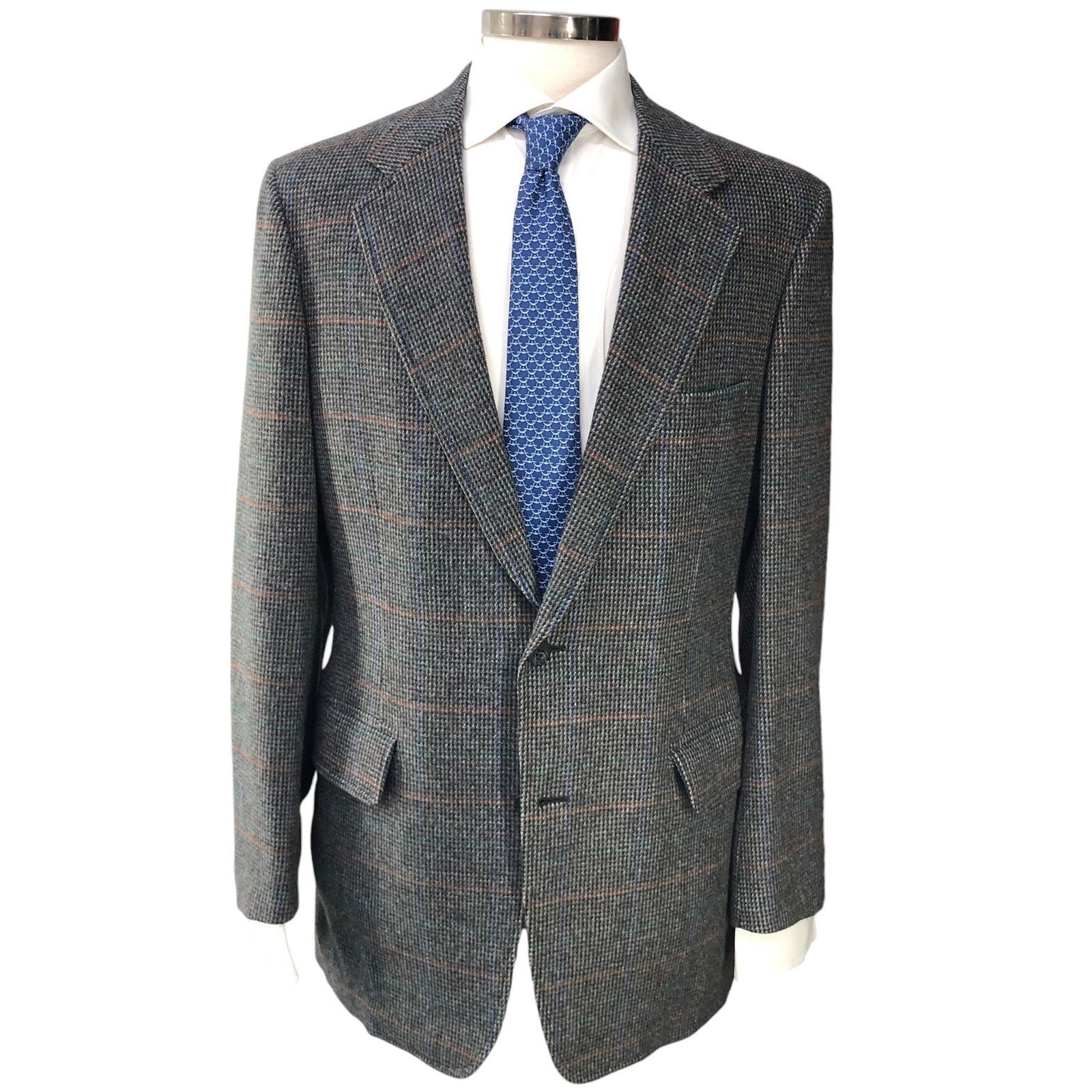 Other Bespoke Mens Size 40L Sport Coat Cashmere Windowpane Vintage Size 40L - 12 Thumbnail