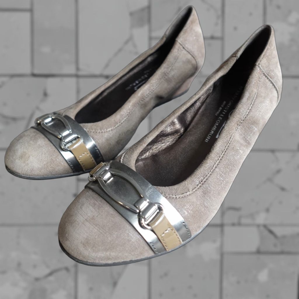 AGL AGL Womens Ballet Flats 7 Beige Wedges Attilio Giusti Leombruni Italy Leather Suede Slip On Round Toe Vintage No Size US 7 / IT 37 - 1 Thumbnail