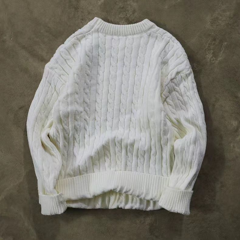 Designer × Japanese Brand White casual retro solid color knitted sweater Size US L / EU 52-54 / 3 - 2 Thumbnail