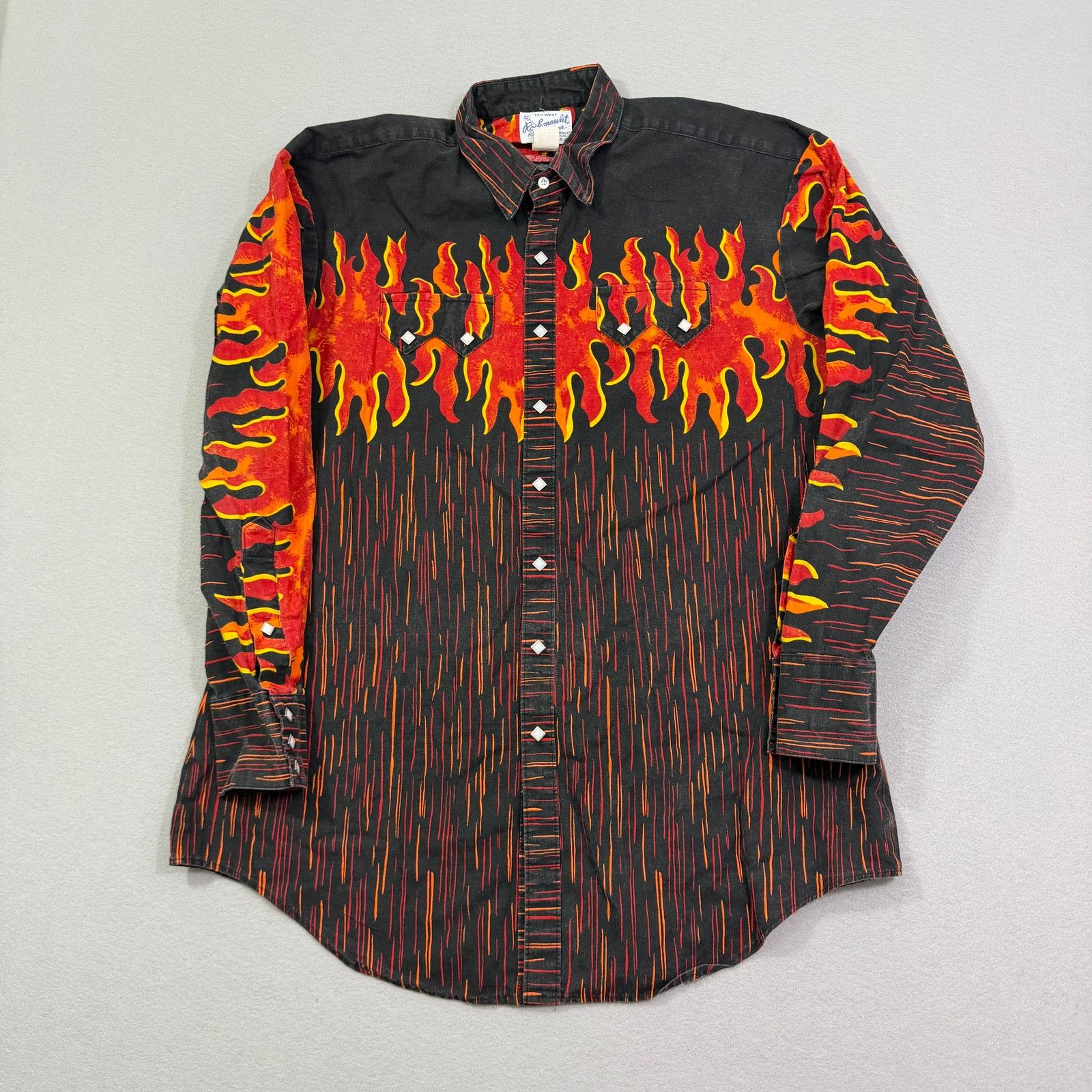 Rockmount Ranch Wear Vintage Rockmount Ranch Wear Flame Pearl Snap Button Shirt Size US L / EU 52-54 / 3 - 1 Thumbnail