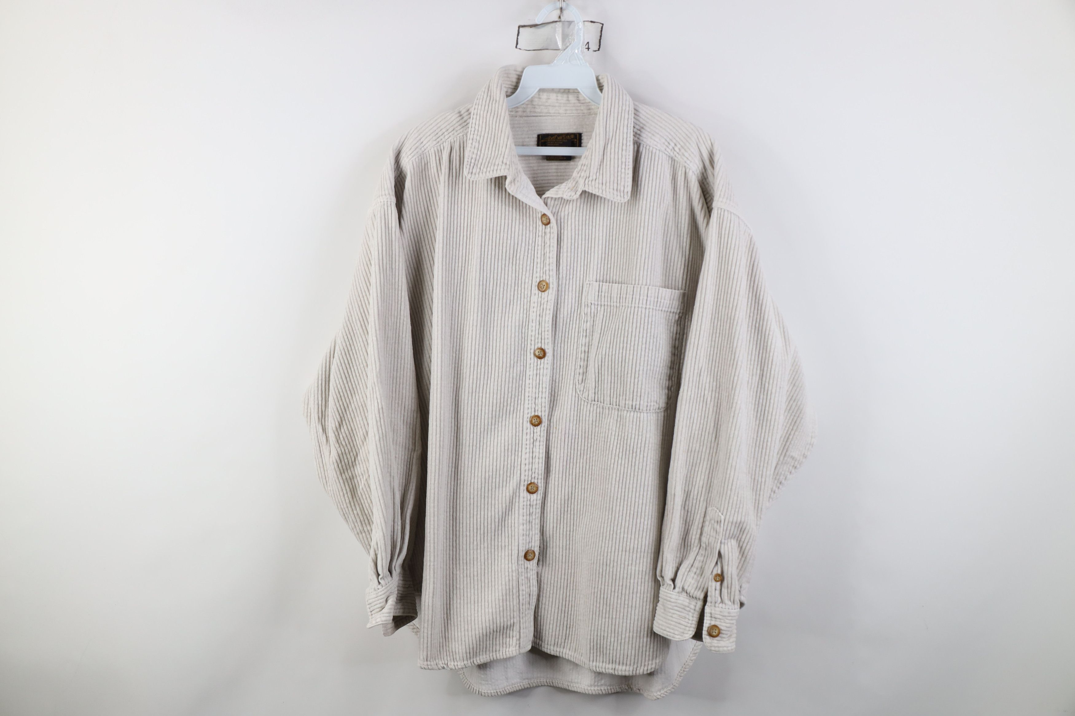 Eddie Bauer Vintage 90s Eddie Bauer Heavy Corduroy Button Shirt Gray Size L / US 10 / IT 46 - 1 Thumbnail