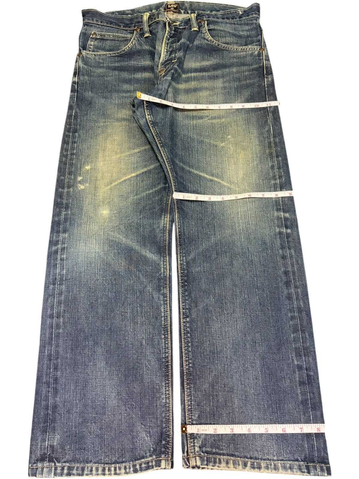 Lee Vintage 90s Lee 101 Selvedge Mud Wash Distress Loose Jeans Size US 33 - 8 Thumbnail