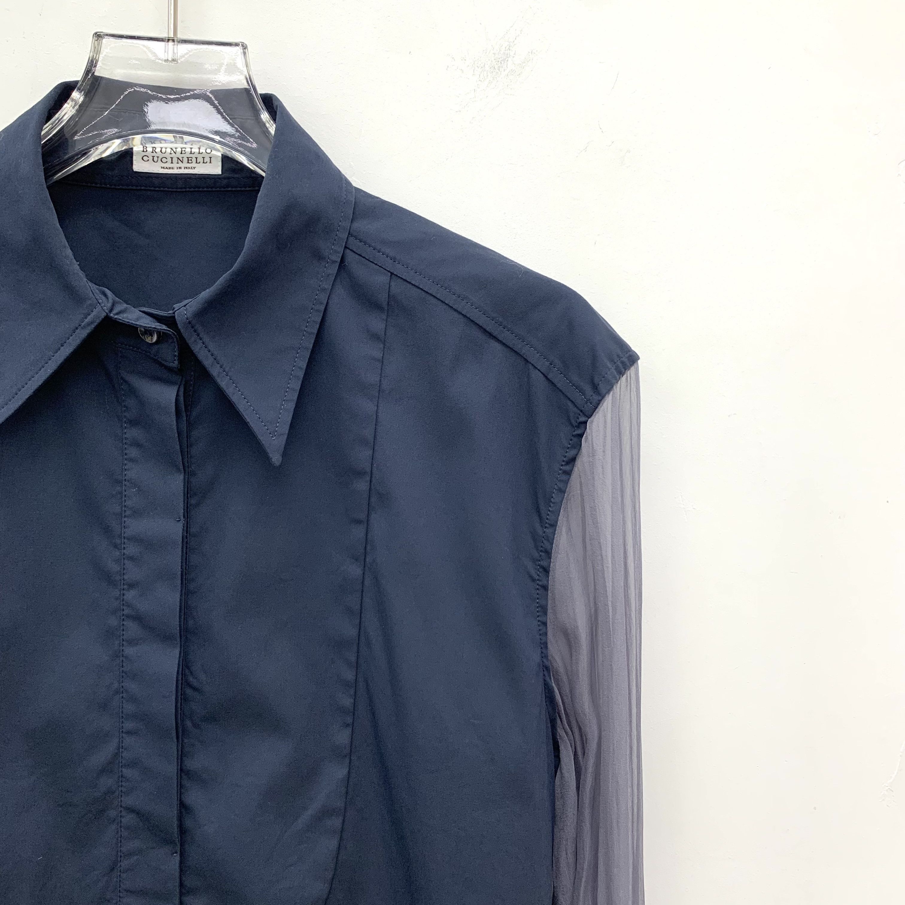 Brunello Cucinelli Brunello Cucinelli Silk Shirt Navy (M) Size M / US 6-8 / IT 42-44 - 3 Thumbnail