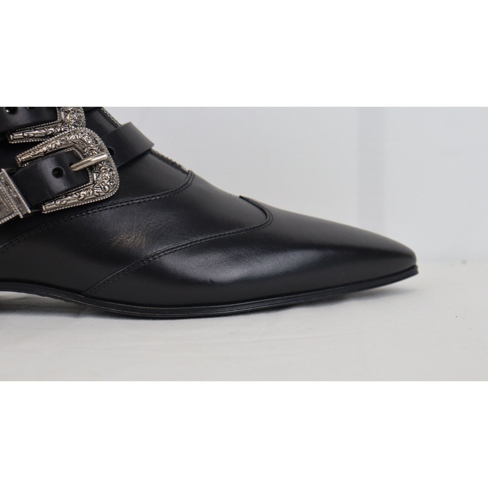 Saint Laurent Paris o1rshd1 Goth leather buckle Boots Stan in Black Size US 12 / EU 45 - 7 Thumbnail