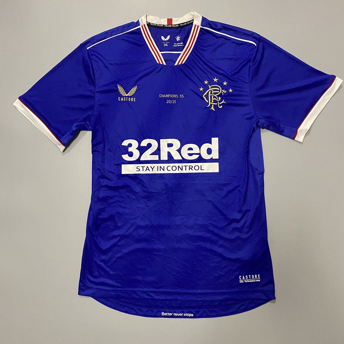 Castore Rangers FC 2021/2022 Champions Jersey Football Shirt Soccer Size US XXL / EU 58 / 5 - 1 Thumbnail