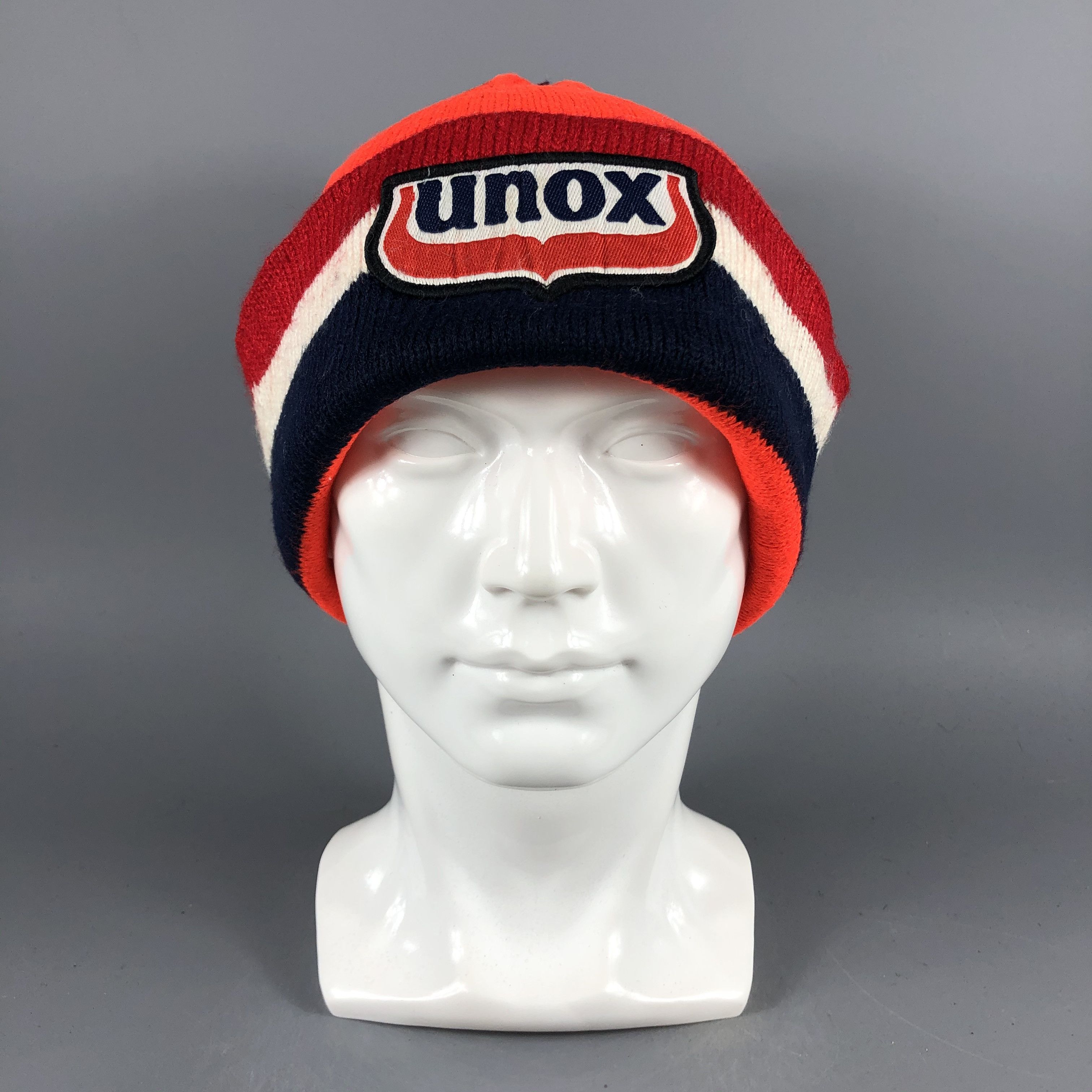 Japanese Brand × Vintage Unox Stripe Bobble Beanie Snow Hat Snow Cap -D1054 Size ONE SIZE - 1 Thumbnail
