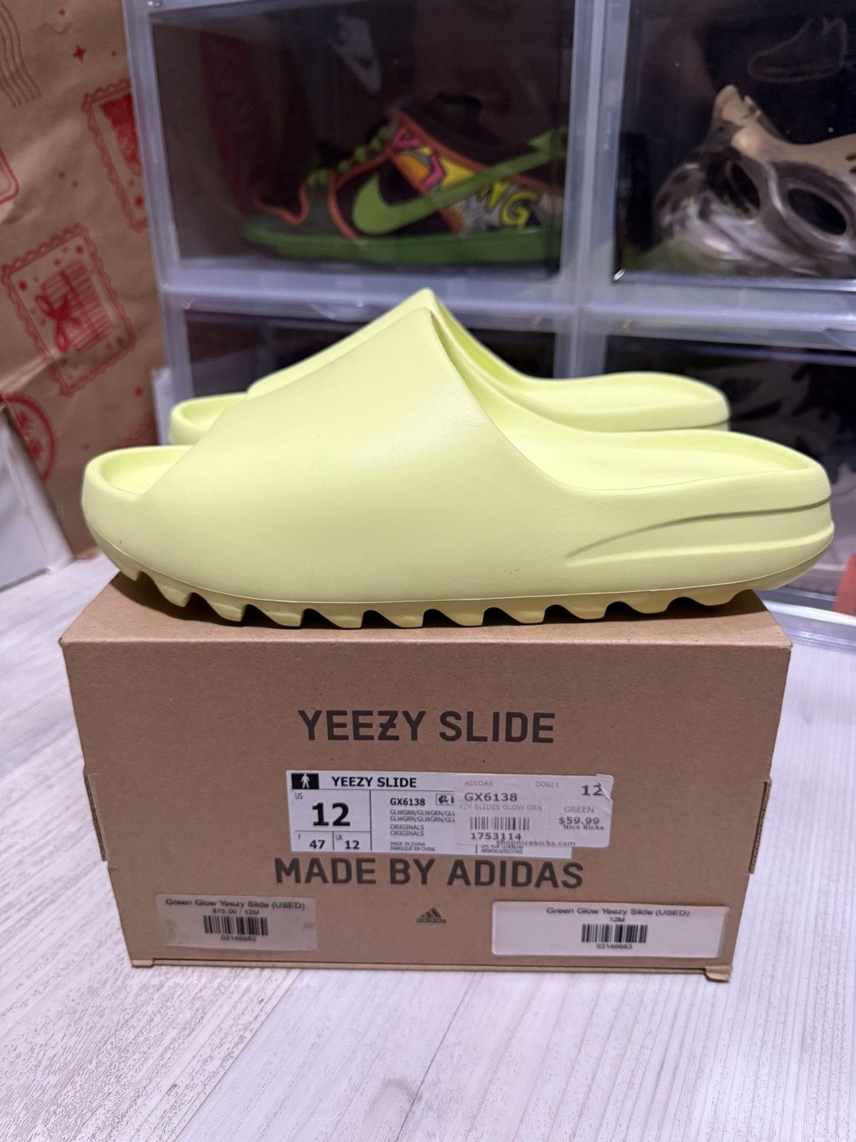 adidas gazelle silver green womens Adidas Yeezy Slides Glow Green (GX6138) Kanye West Men's Size 5-12 Sho   Solestage