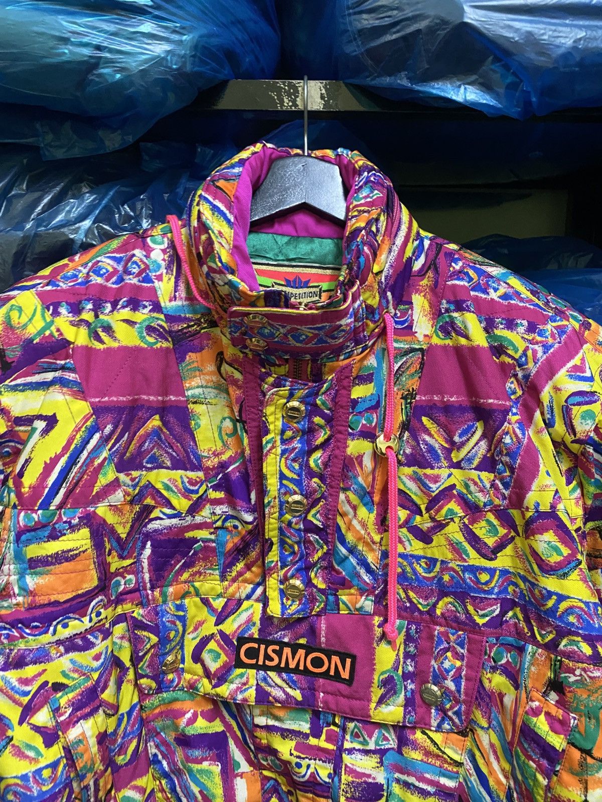 Vintage Vintage Cismon Ski Jacket Neon Abstract Print Winter Puffer Size US S / EU 44-46 / 1 - 6 Thumbnail