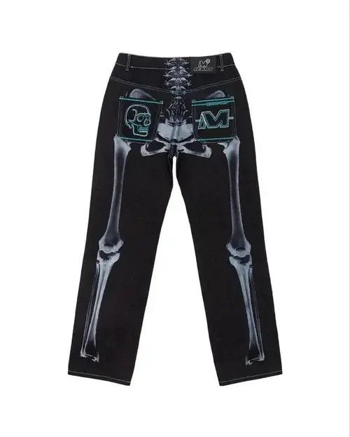 Jean Skull Graphic Print Jeans Size US 29 - 3 Thumbnail