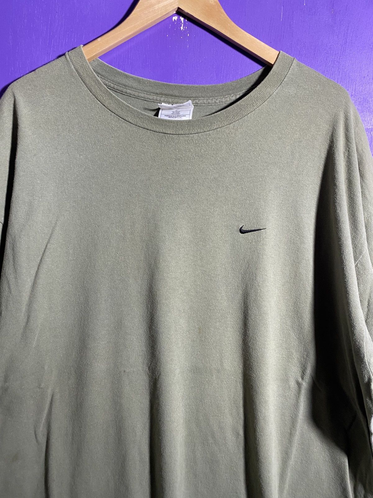 Nike × Vintage Vintage 90s Nike taupe brown essential swoosh t-shirt Size US XXL / EU 58 / 5 - 3 Thumbnail