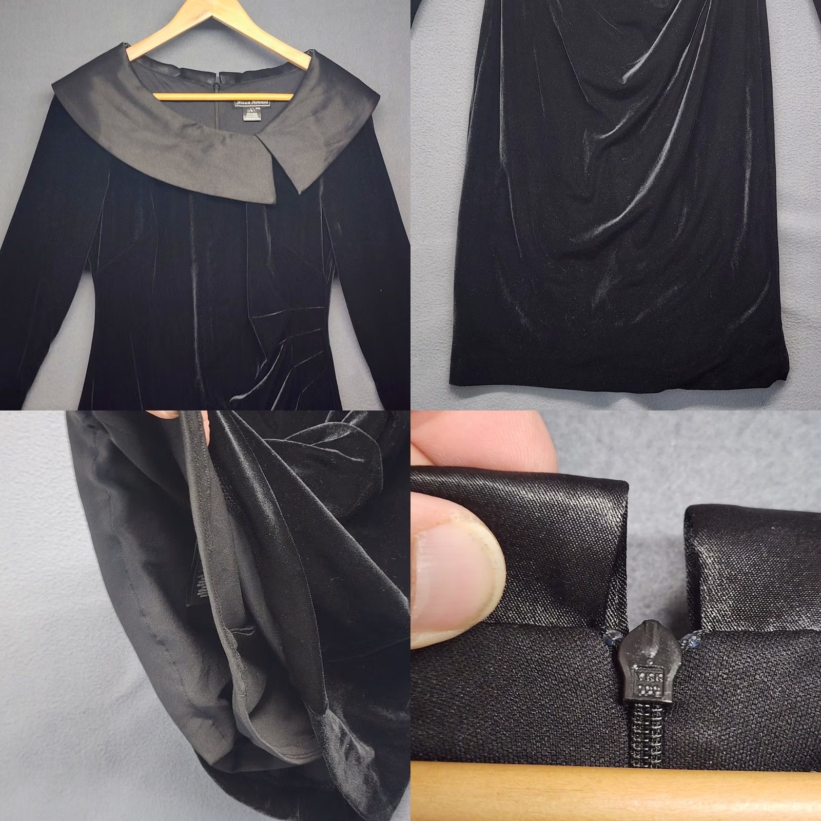 Vintage Jessica Howard Black Velvet Satin Cocktail Dress Womens Midi Evening Party Lined Zip Dress 8 Regular Womens Size M / US 6-8 / IT 42-44 - 8 Thumbnail