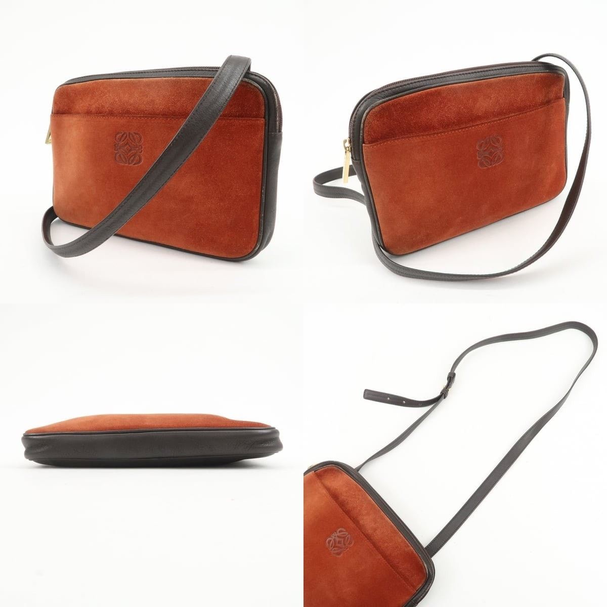 Loewe Loewe Anagram Suede Crossbody Bag Brown Size ONE SIZE - 3 Thumbnail