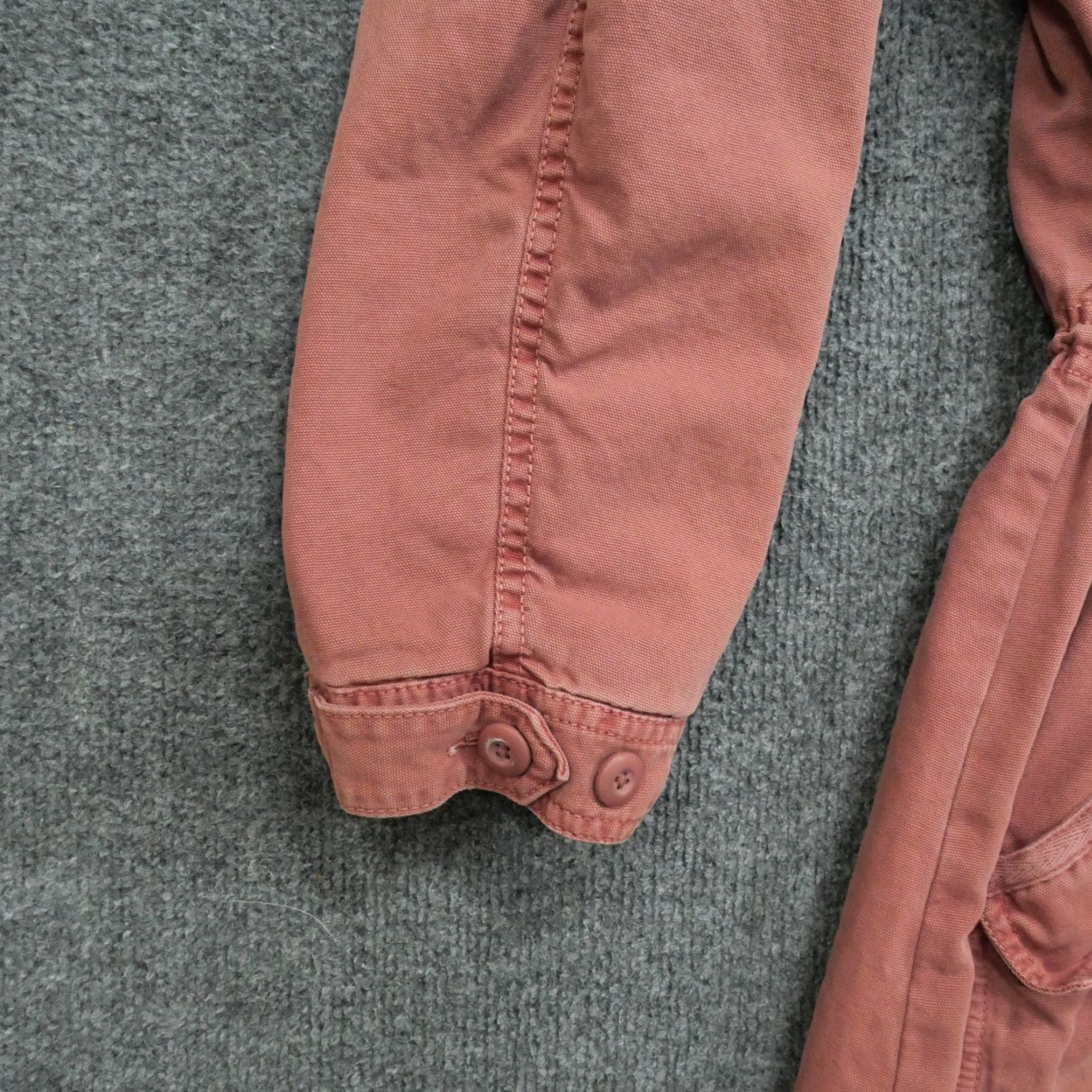 American Eagle Outfitters VINTAGE American Eagle Outfitters Jacket Womens M Pink Canvas Long Sleeve Faux Fur Trimmed Hood Button Lined Grunge Basic Jacket Casual Workwear Size M / US 6-8 / IT 42-44 - 4 Thumbnail