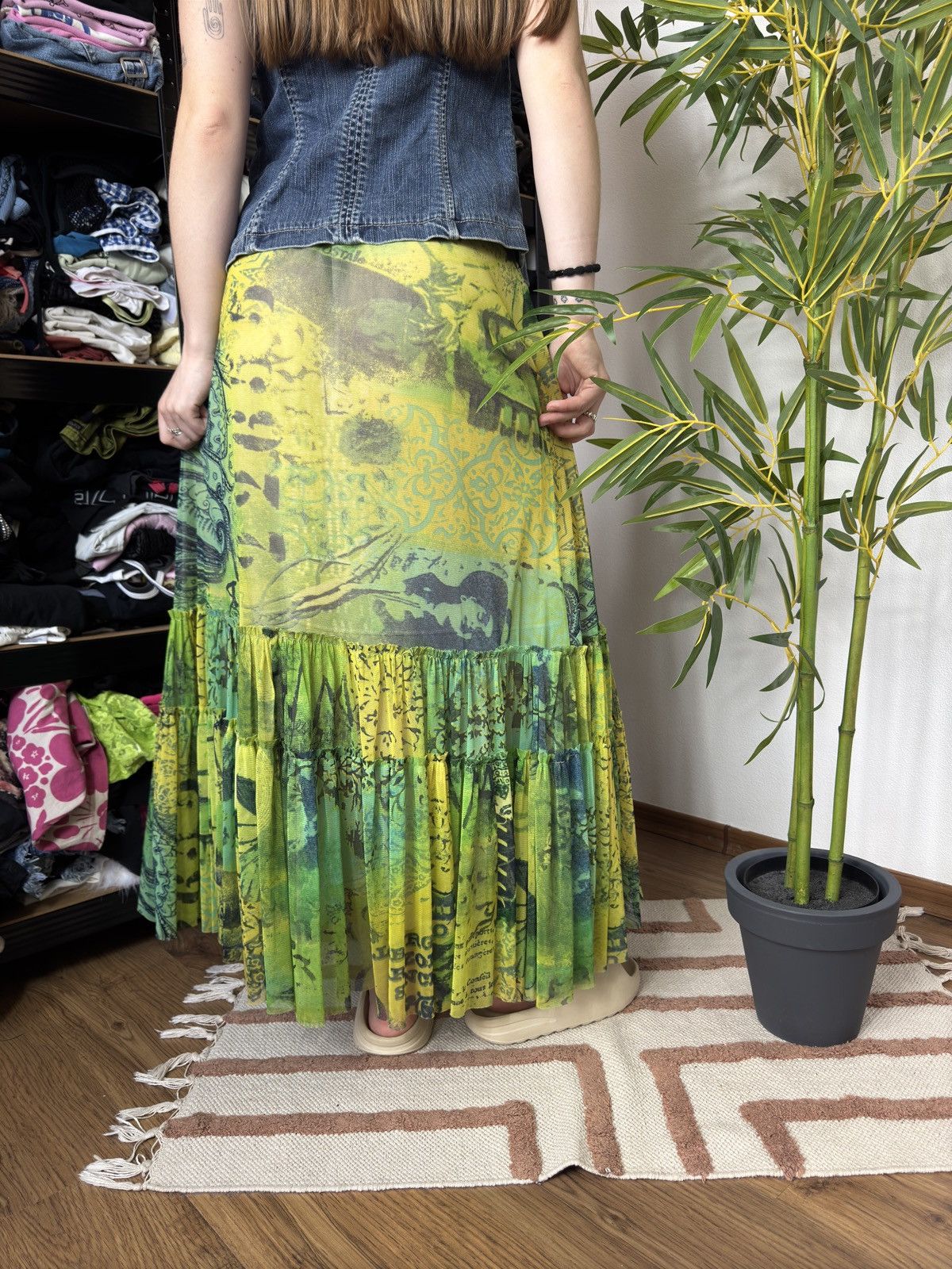 Vintage VINTAGE STYLE JEAN PAUL GAULTIER PRINTED MESH MAXI SKIRT Size 30" / US 8 / IT 44 - 3 Thumbnail