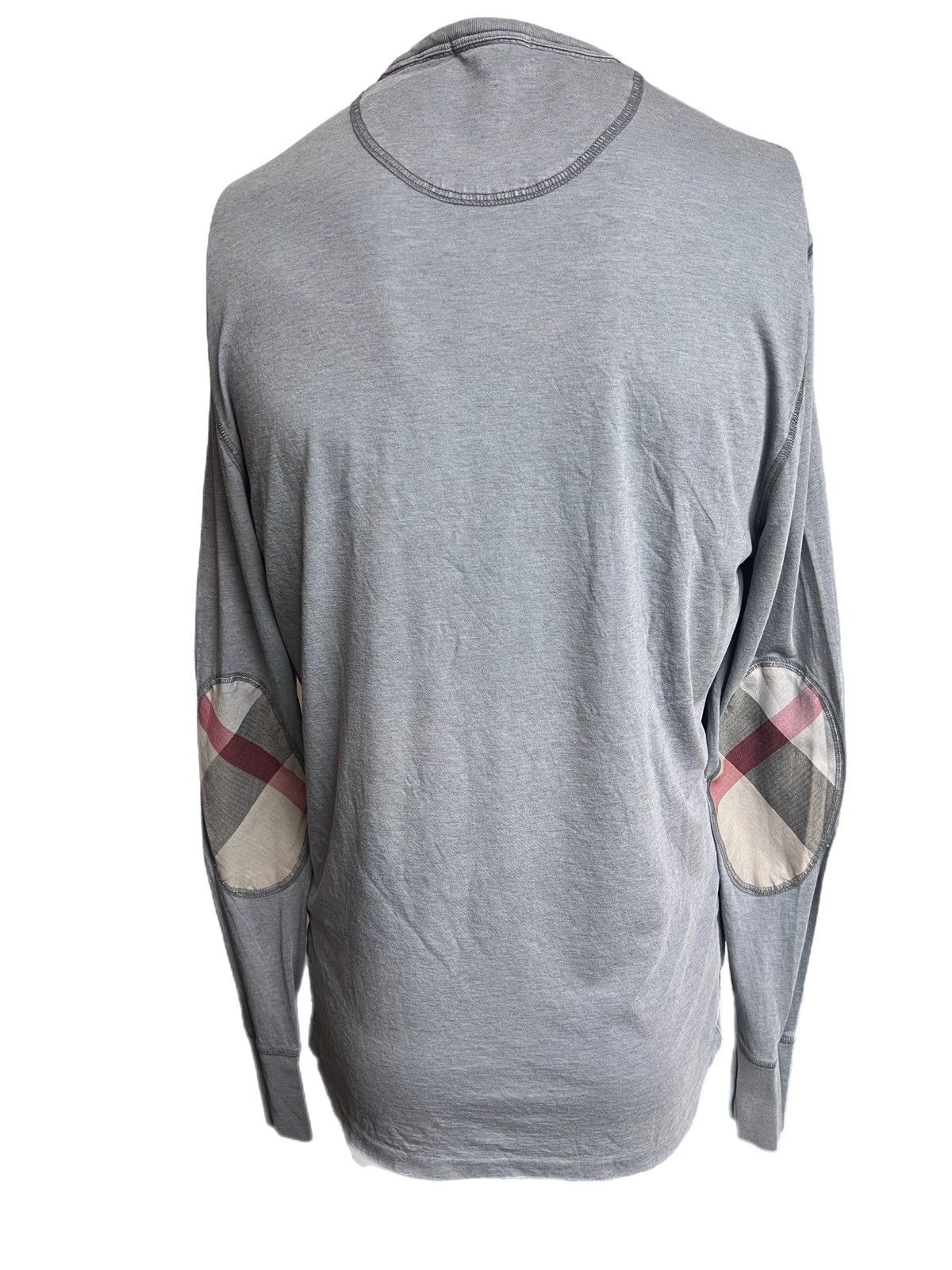 Burberry long sleeve slim grey check elbow patches tshirt m