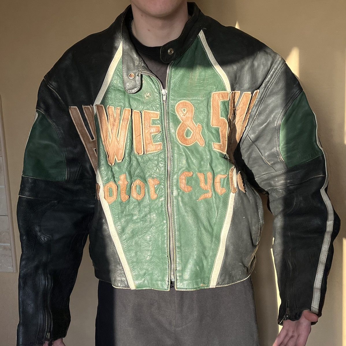 Other Howie & Sons Vintage Leather Jacket MK RACING Size US XL / EU 56 / 4 - 2 Thumbnail