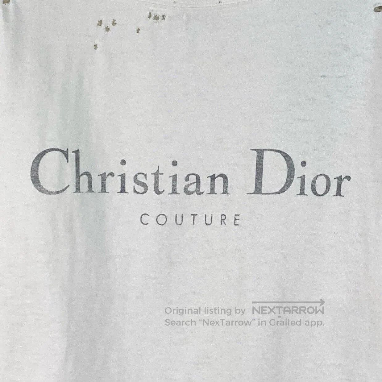Dior dior white distressed logo t-shirt. Size US M / EU 48-50 / 2 - 4 Thumbnail
