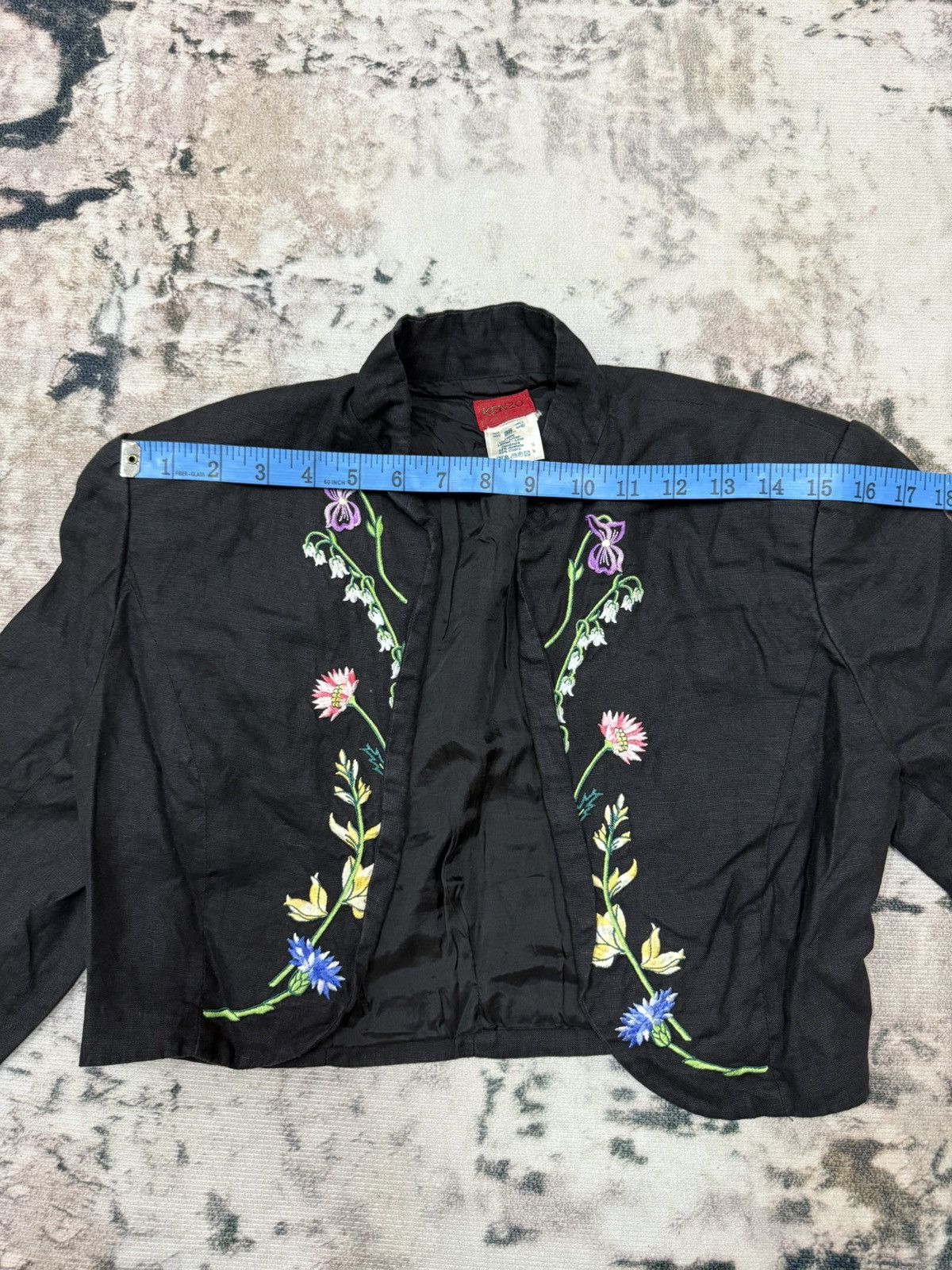 Japanese Brand × Kenzo × Vintage Vintage Kenzo Black Linen Embroidered Floral Boho Short Open Size XS / US 0-2 / IT 36-38 - 13 Thumbnail